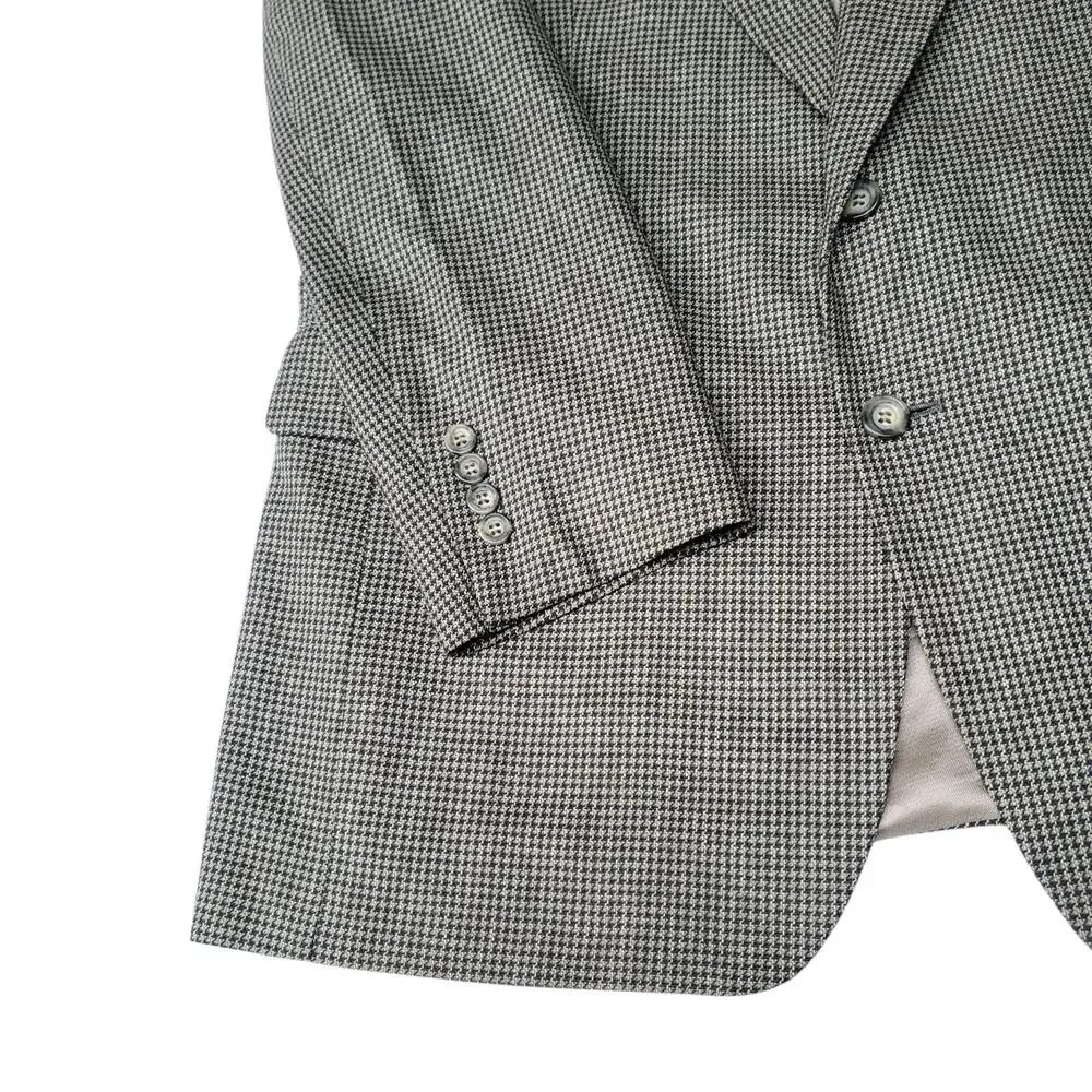 Jos A Bank Preppy Micro Houndstooth Blazer Jacket Sport Coat Blue Executive 42L